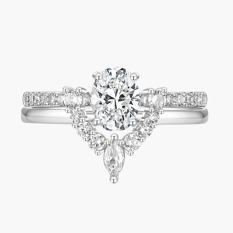 Oval Cut Cubic Zirconia Crown Engagement Commitment Rings for Women in Sterling Silver Exquisite Accessory Sentimental Product