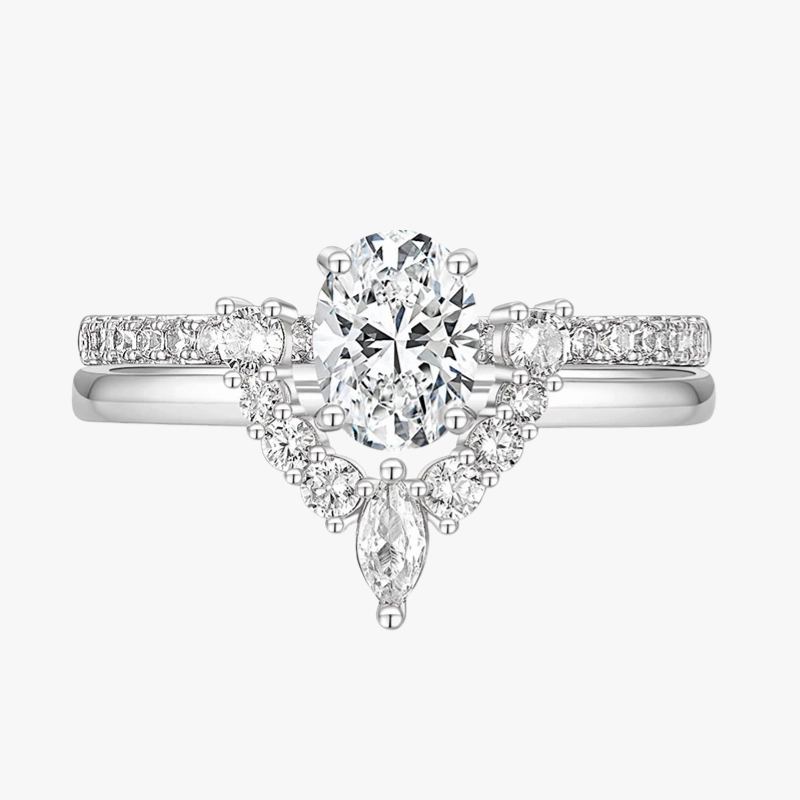 Economical Article Bold Style Oval Cut Cubic Zirconia Crown Engagement Commitment Rings for Women in Sterling Silver