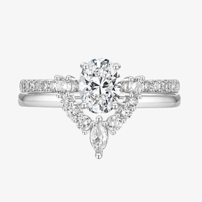 Economical Article Bold Style Oval Cut Cubic Zirconia Crown Engagement Commitment Rings for Women in Sterling Silver