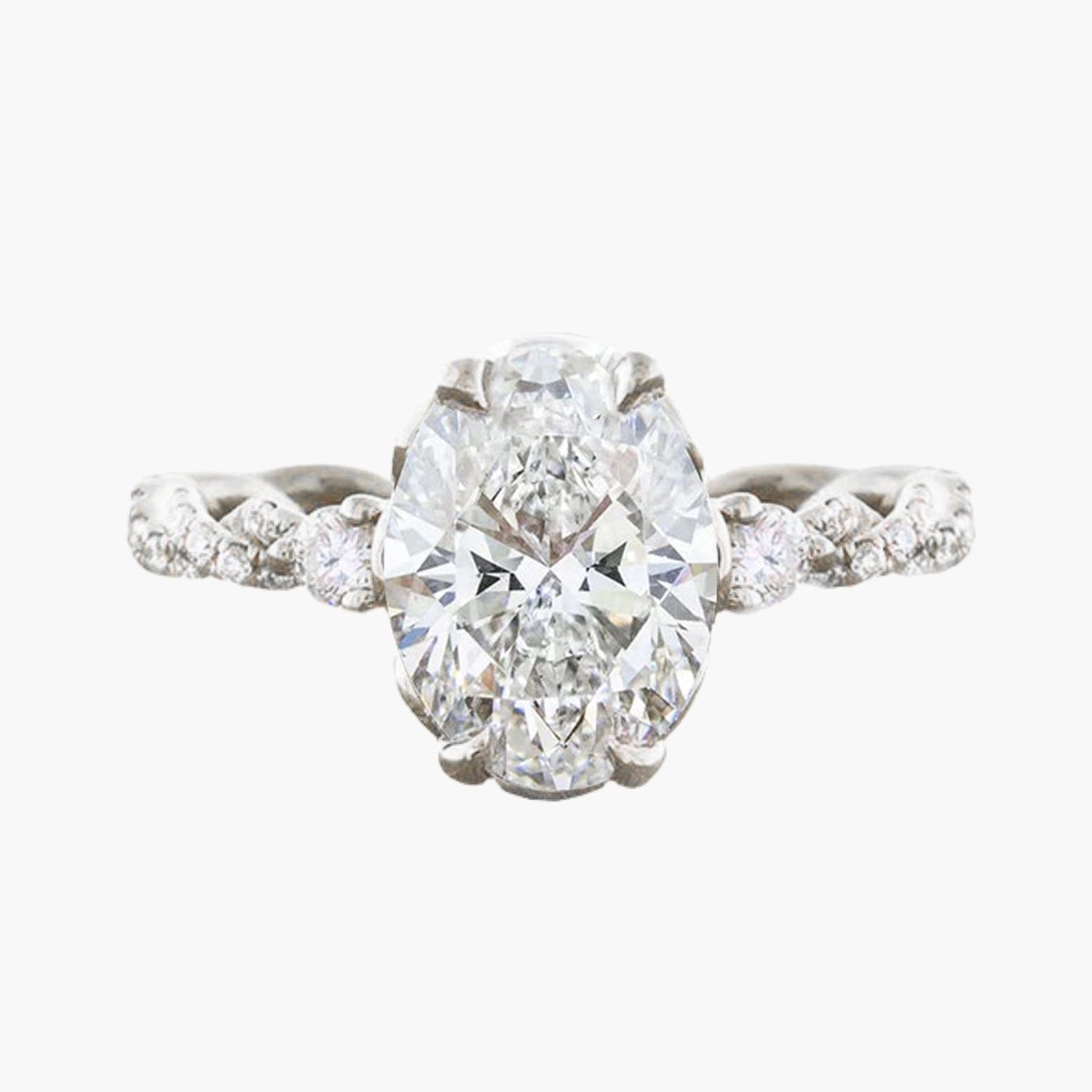 Fashionable Expression Luxury Keepsake Oval Cut Twisted Cubic Zirconia Ring in Sterling Silver