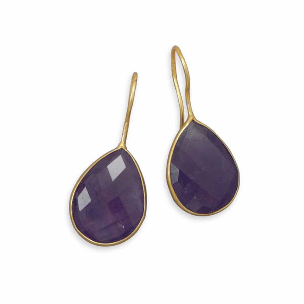 Amethyst Earrings Teardrop Shape Gold-plated Sterling Silver Decorative Accent Exquisite Decor
