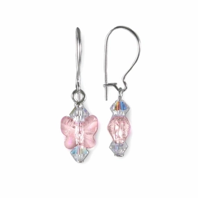 Pink Butterfly Earrings Made with Swarovski (R) Crystal Sterling Silver Corporate Accent Modern Ornament