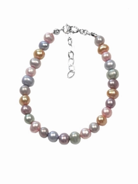 Timelessly Trendy Pastel Cultured Freshwater Pearl Bracelet Sterling Silver Adjustable Length
