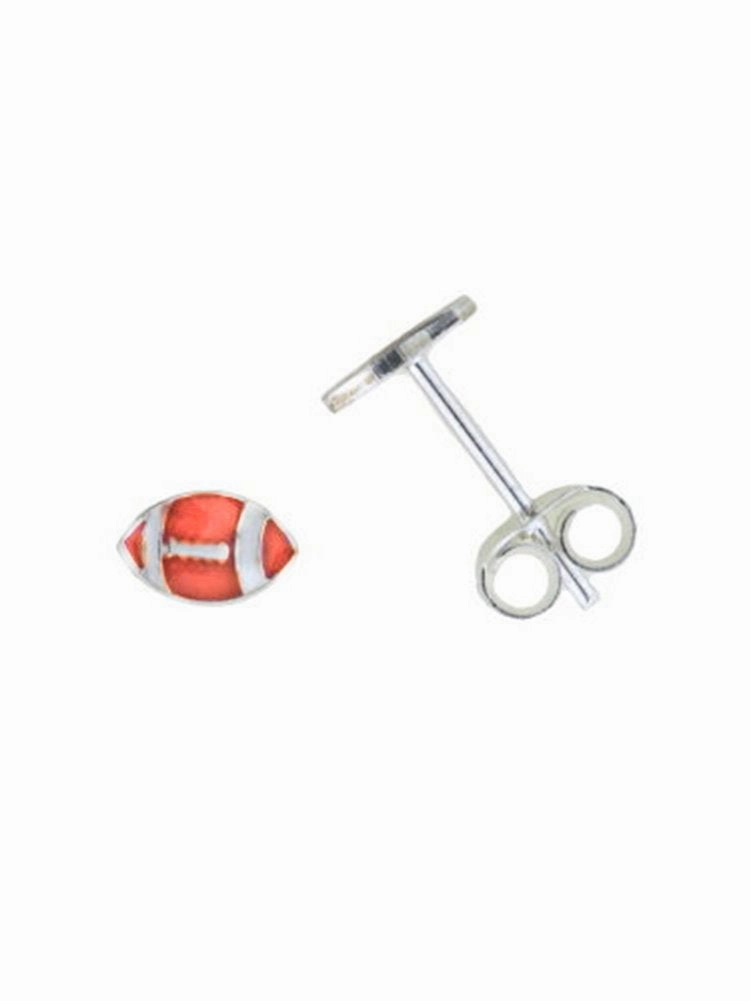 Night Item Small American Football Post Stud Earrings Sterling Silver 6x4mm