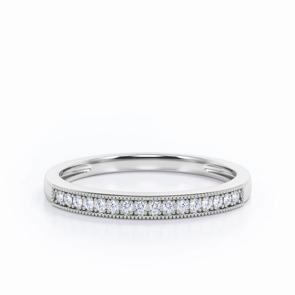 Pave 0.15 TCW Round Shape Milgrain Wedding Band Budget Product