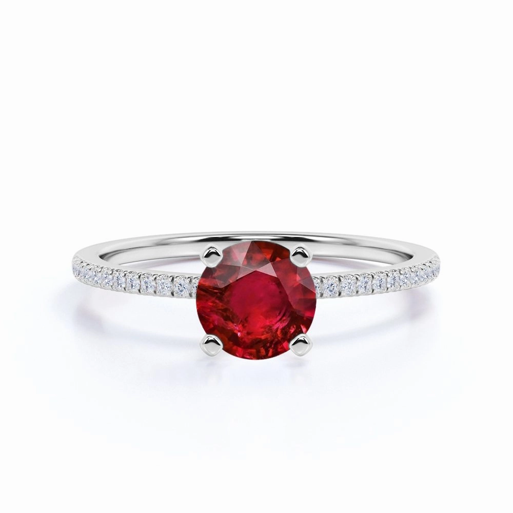 Pave 1.15 ct Round Lab-Created Ruby Engagement Ring High Maintenance