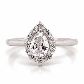 Polished Charm Pear Diamond Engagement Ring Setting in White Gold
