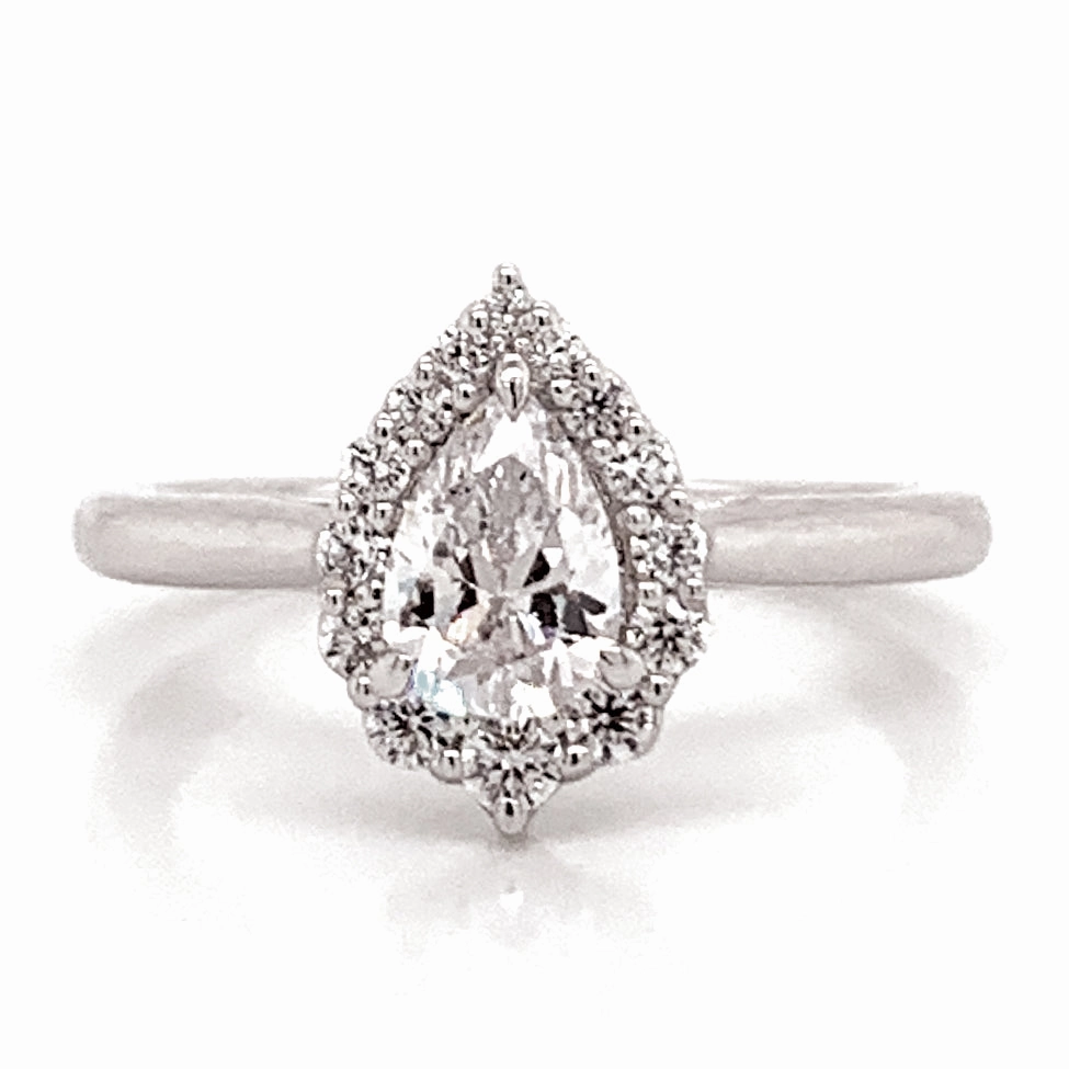 Polished Charm Pear Diamond Engagement Ring Setting in White Gold
