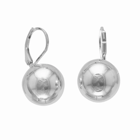 Minimalist Accent Sterling Silver 14mm Ball Lever Back Earrings