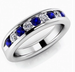 Bremer Jewelry Diamonds and Sapphires Channel Set Fashion Ring in 950 White Platinum (1.59ctw) Minimalist Look Shine Bright