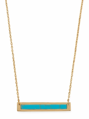 Bar Necklace with Reconstituted Turquoise Gold-plated Sterling Silver Memento Adornment Lasting Item