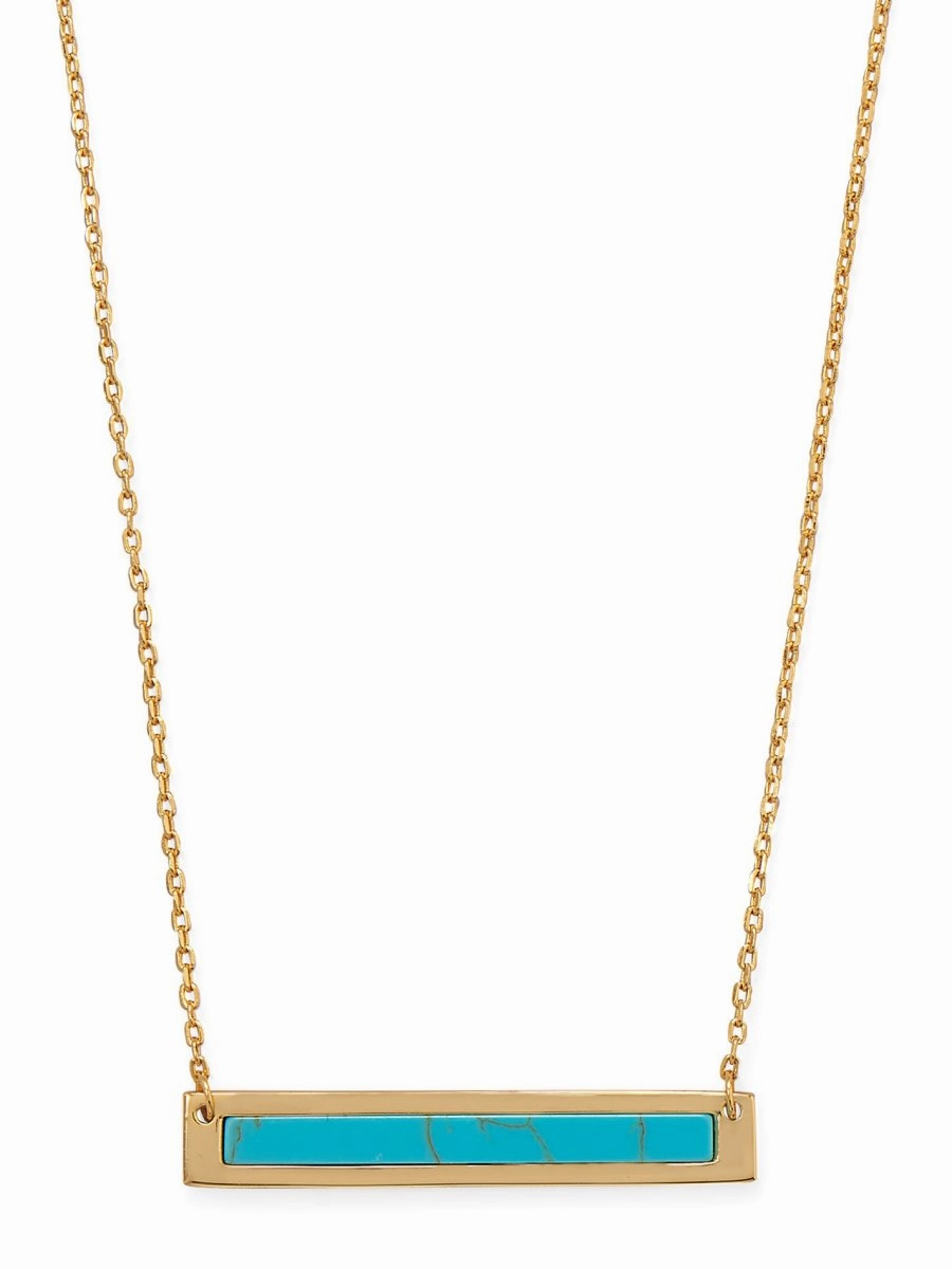 Bar Necklace with Reconstituted Turquoise Gold-plated Sterling Silver Memento Adornment Lasting Item