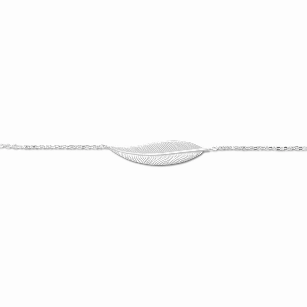 Feather Ankle Bracelet Anklet Sterling Silver Adjustable Length, 11-inch Minimalist Art