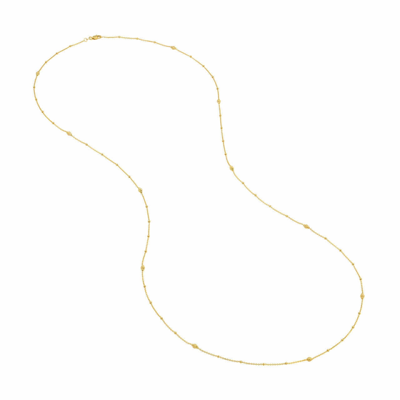 Long Necklace Yellow Gold-plated Sterling Silver with Station Diamond-cut Beads Everyday Wear Office Accent