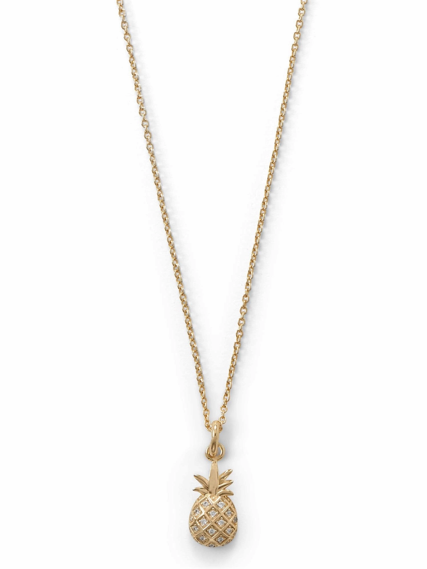 Casual Detail Perfect Gift Pineapple Necklace with Cubic Zirconia Gold-plated Sterling Silver
