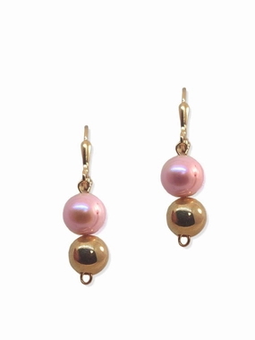 Polished Detail Pink Cultured Freshwater 9mm Pearl Earrings Gold-plated