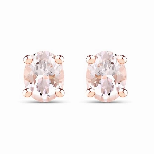 Pink Morganite Stud Earrings Oval 0.68 CTW Rose Gold-plated Silver chic aesthetic Brilliant Element