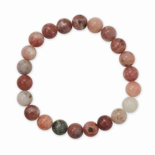 Plum Blossom Jade Beaded Stretch Bracelet with 8mm Stones Empowering Messages Ethnic Influences