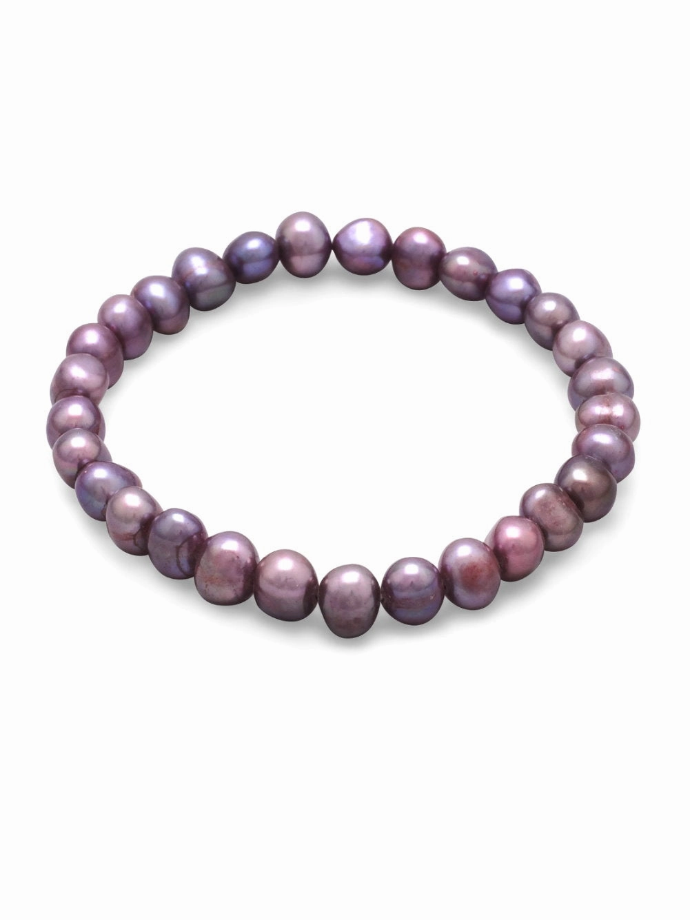 Total Mixes Linking Piece Plum Dyed Cultured Freshwater Pearl Stretch Bracelet