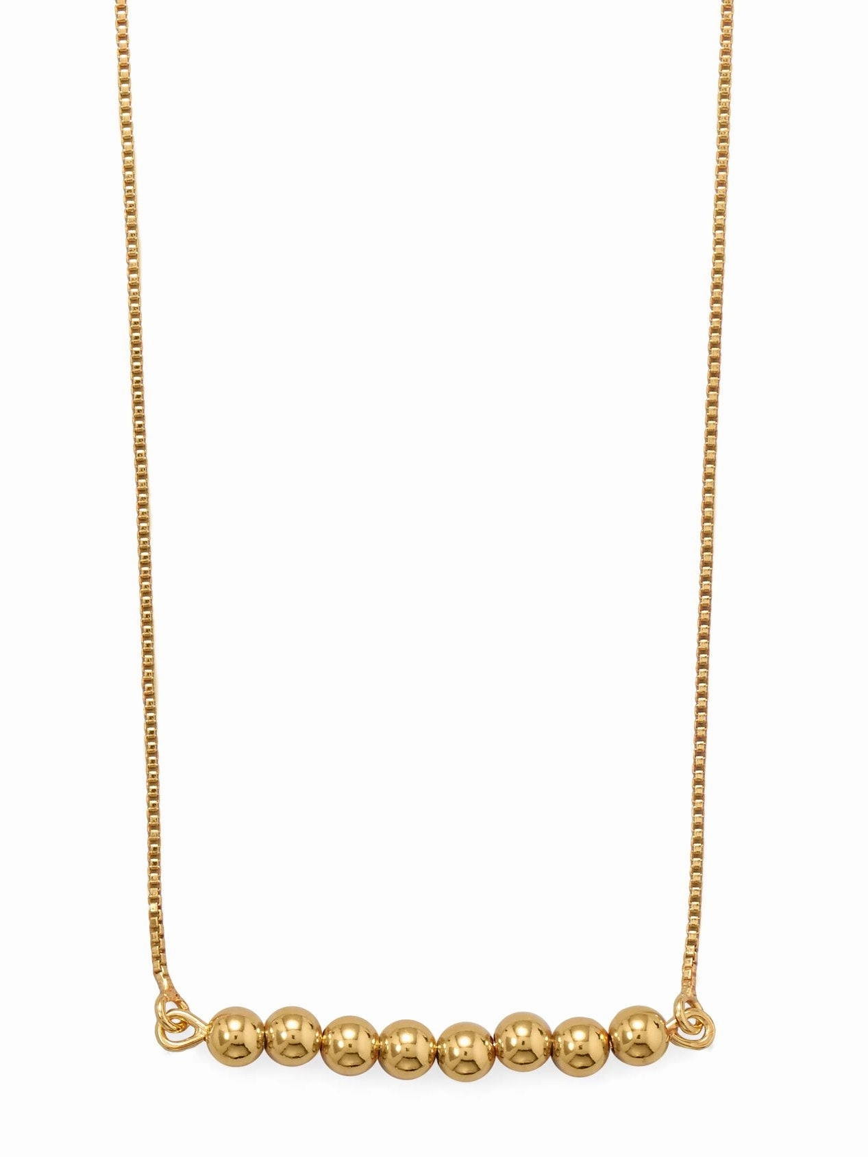 Polished Bead Bar Necklace Gold-plated Sterling Silver Adjustable Box Chain Artisan Touch For Teen