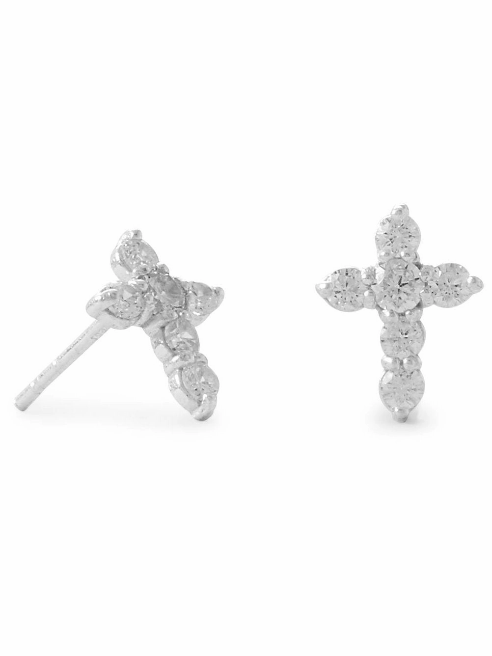 Cross Stud Earrings with Sparkling Cubic Zirconia Sterling Silver Safe Design Casual accessory