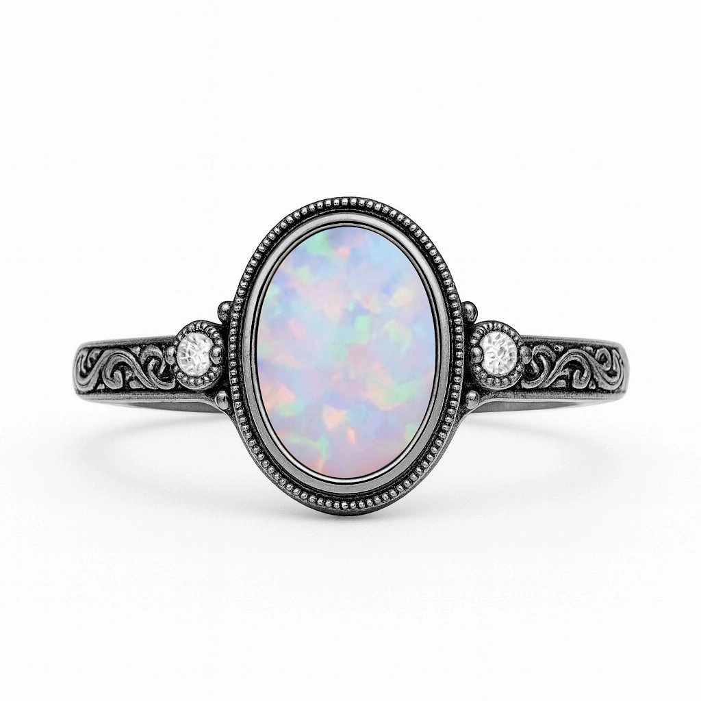 Antique 1.05 Ct Oval Cut Lab Created Opal Engagement Ring Holiday Party Single Item