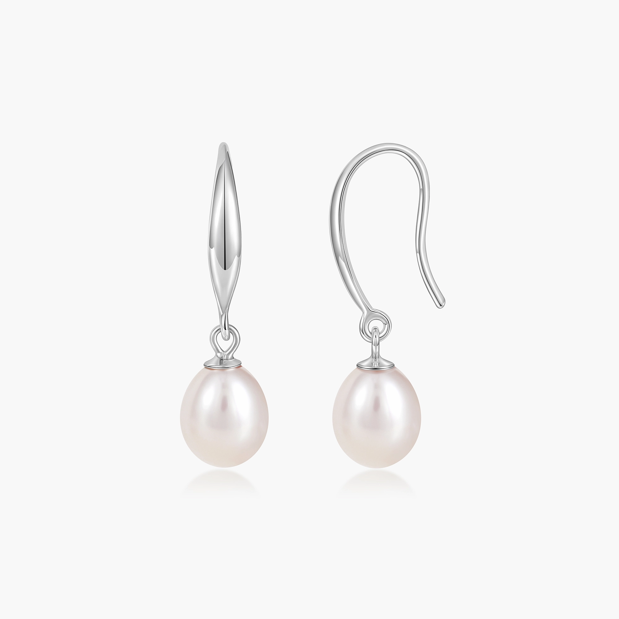 925 Sterling Silver Freshwater Pearl Drop Earrings Minimalist Accent
