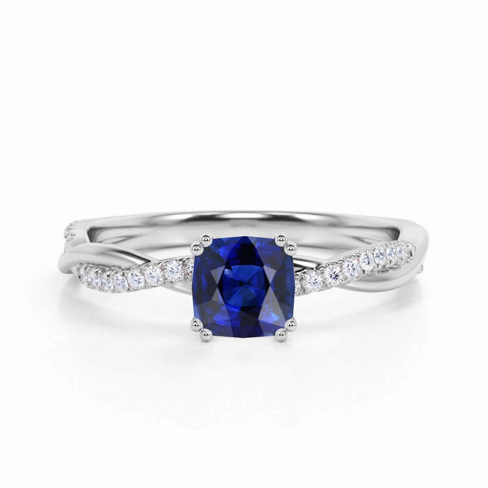 Oval Design Infinity 1.25 Ct Cushion Lab Sapphire Engagement Ring