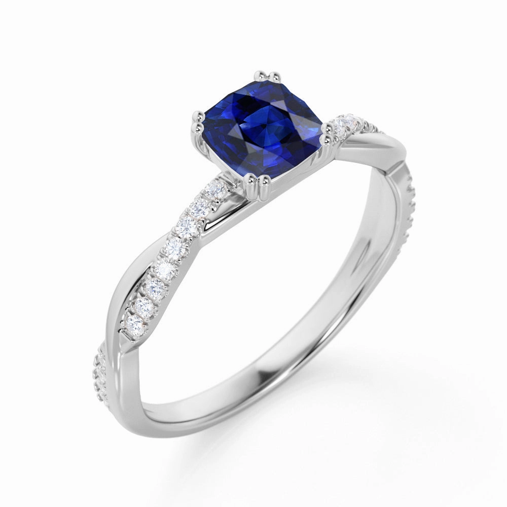 Formal Outfit Classic Finish Infinity 1.25 Ct Cushion Lab Sapphire Engagement Ring