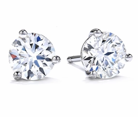 Hearts On Fire Round Solitaire/Stud Diamond Earrings in 18K White Gold (.75ctw) Layering Game