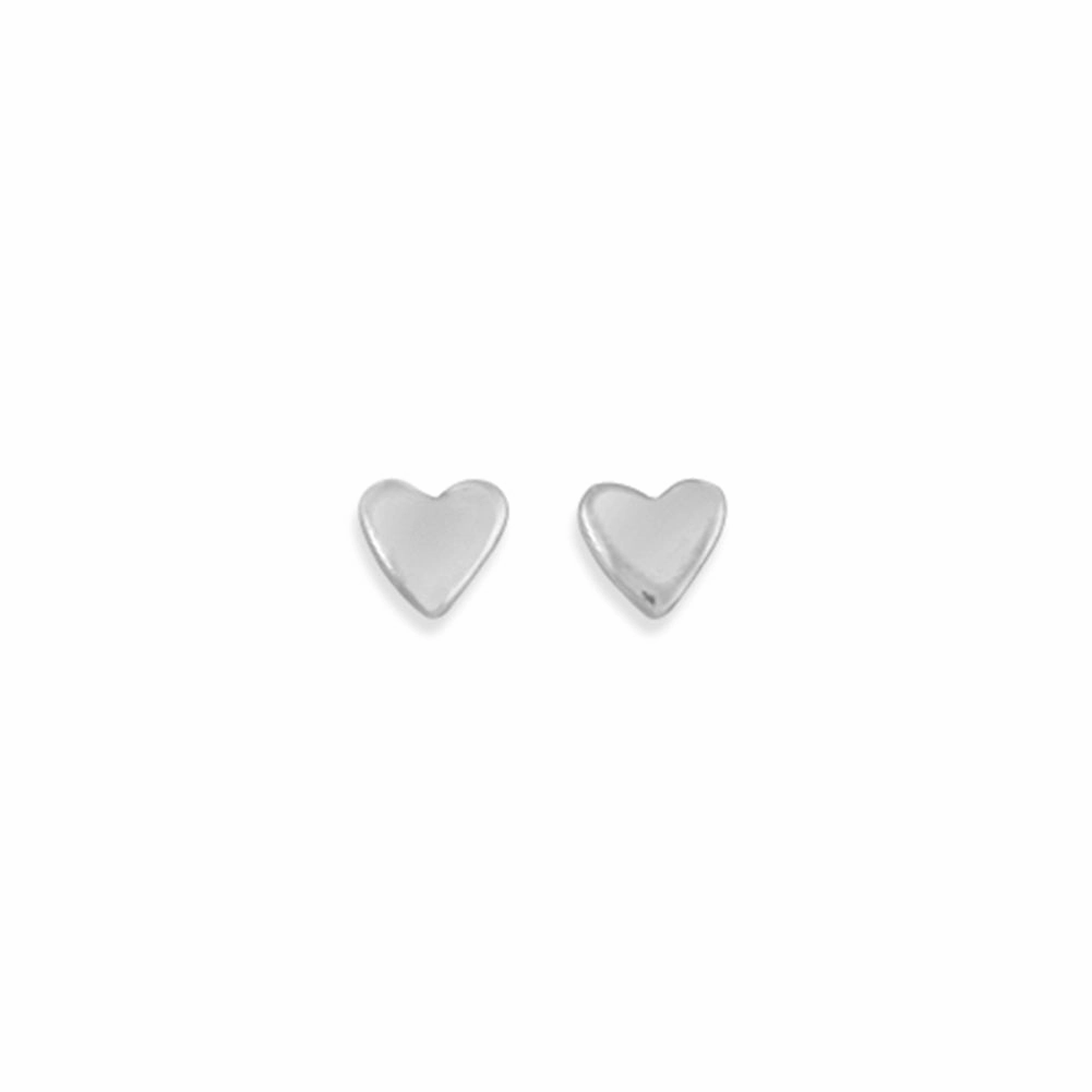 Polished Heart Post Stud Earrings Sterling Silver Premium Accent