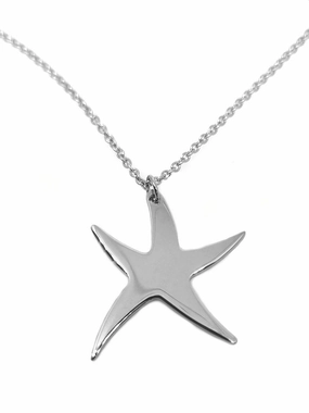 Classic Gift Polished Starfish Necklace Stainless Steel, 16-inch
