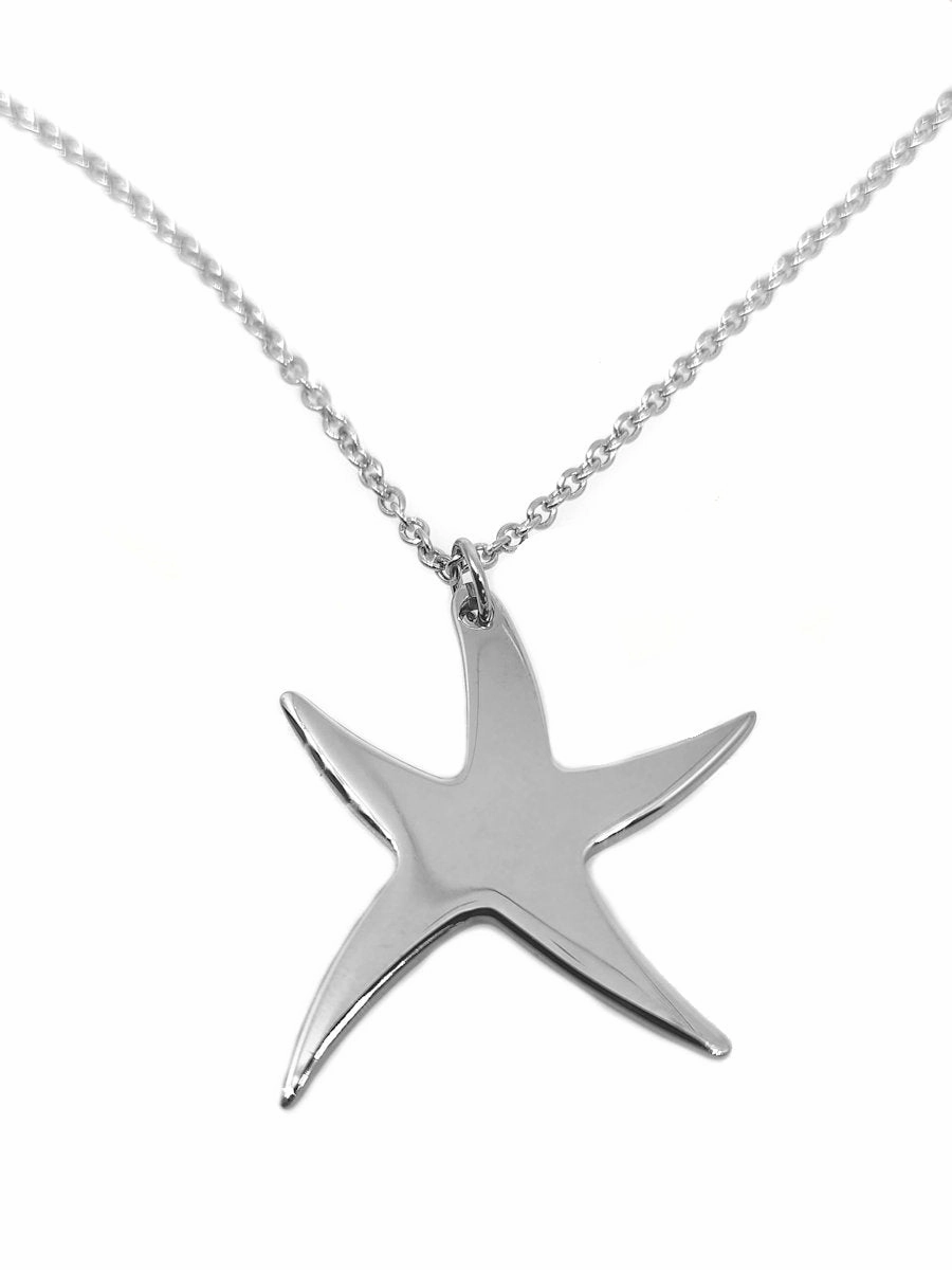 Classic Gift Polished Starfish Necklace Stainless Steel, 16-inch