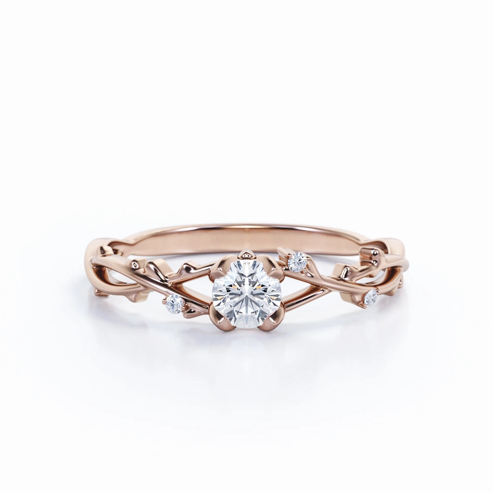 0.50 Ct Round Cut Diamond Nature Engagement Ring Personal Look Lightweight Package