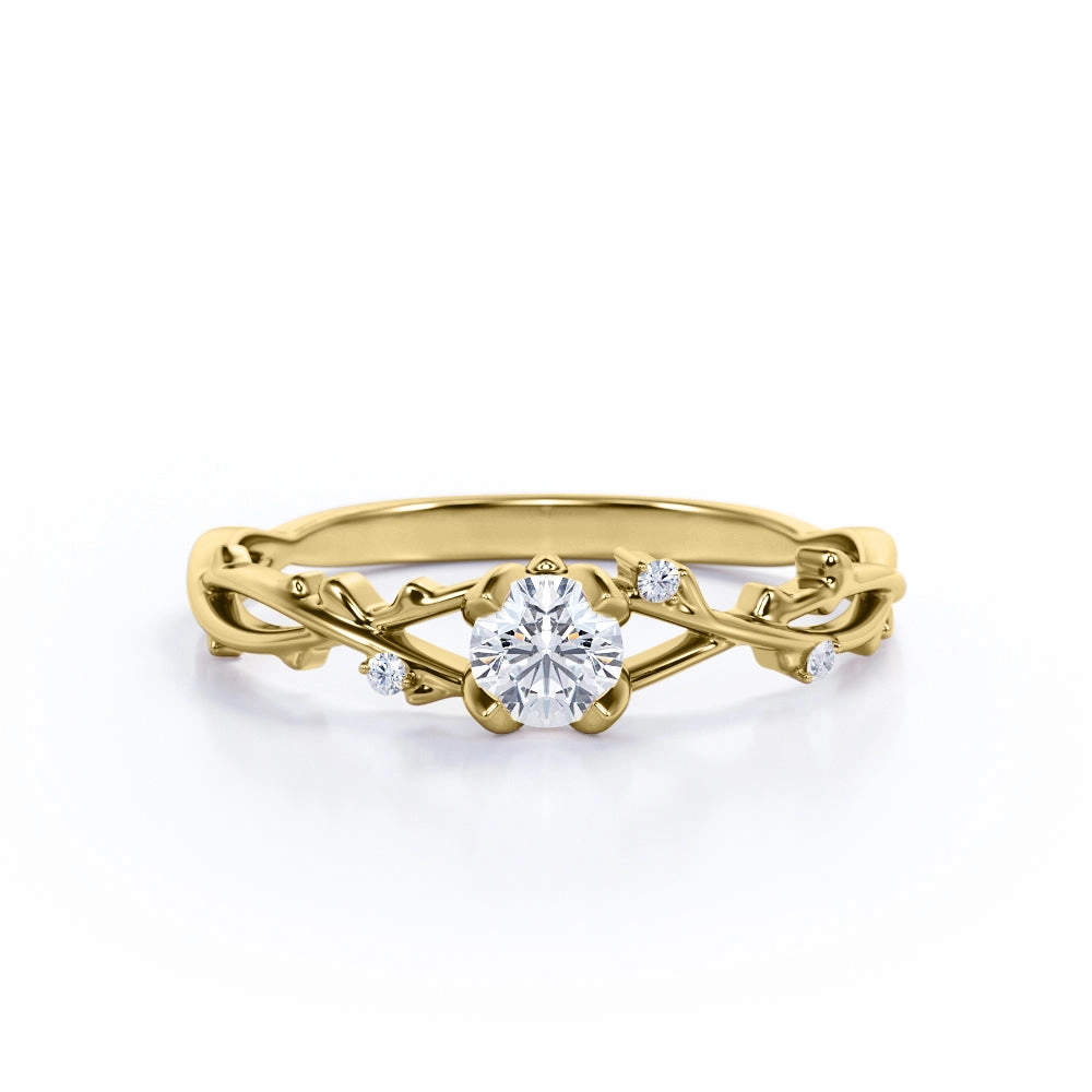 Spring Present New Age 0.50 Ct Round Cut Diamond Nature Engagement Ring