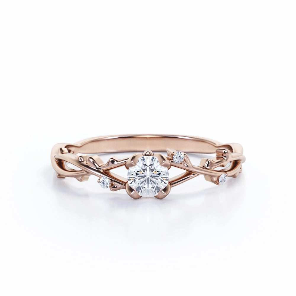 0.50 Ct Round Cut Diamond Nature Engagement Ring Vintage Craft Fine Look