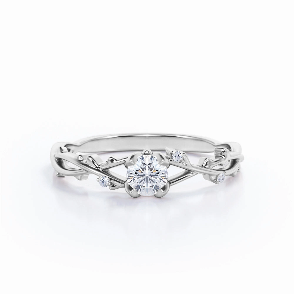0.50 Ct Round Cut Diamond Nature Engagement Ring Classic Trinket