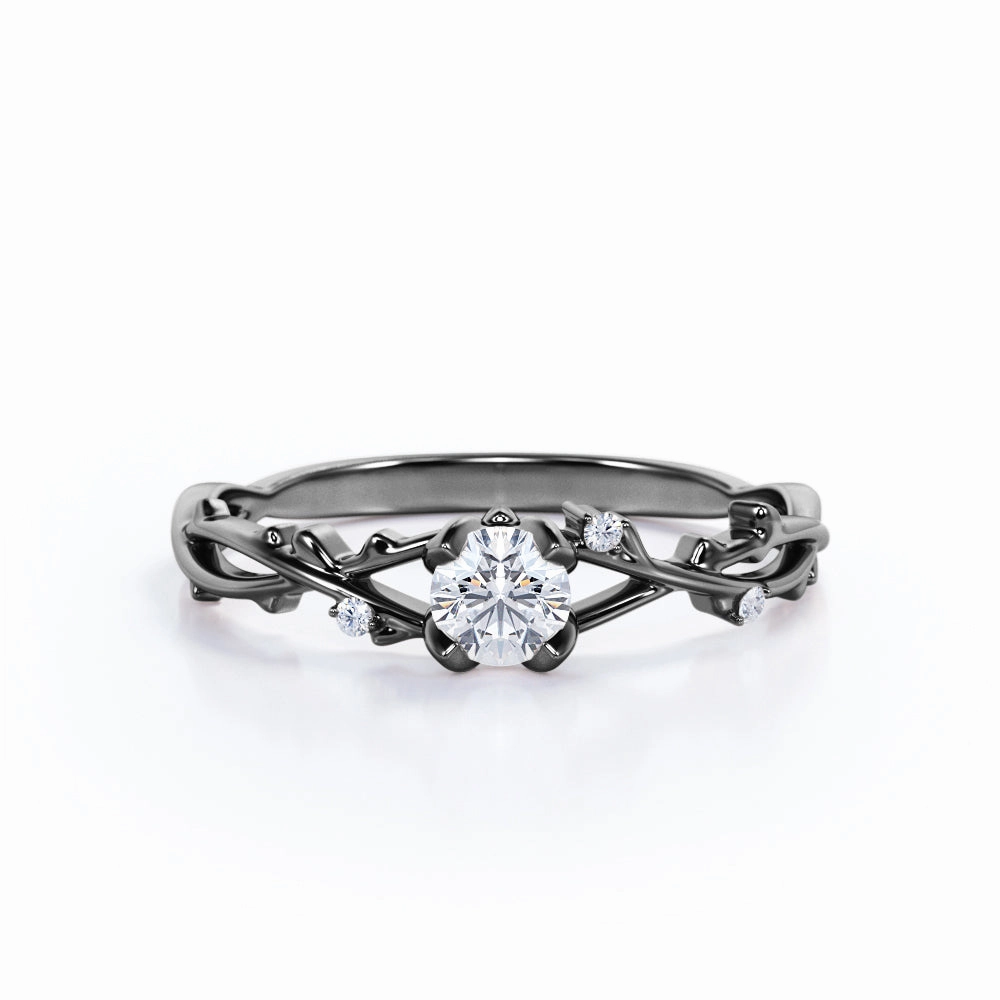 0.50 Ct Round Cut Diamond Nature Engagement Ring Graceful Design