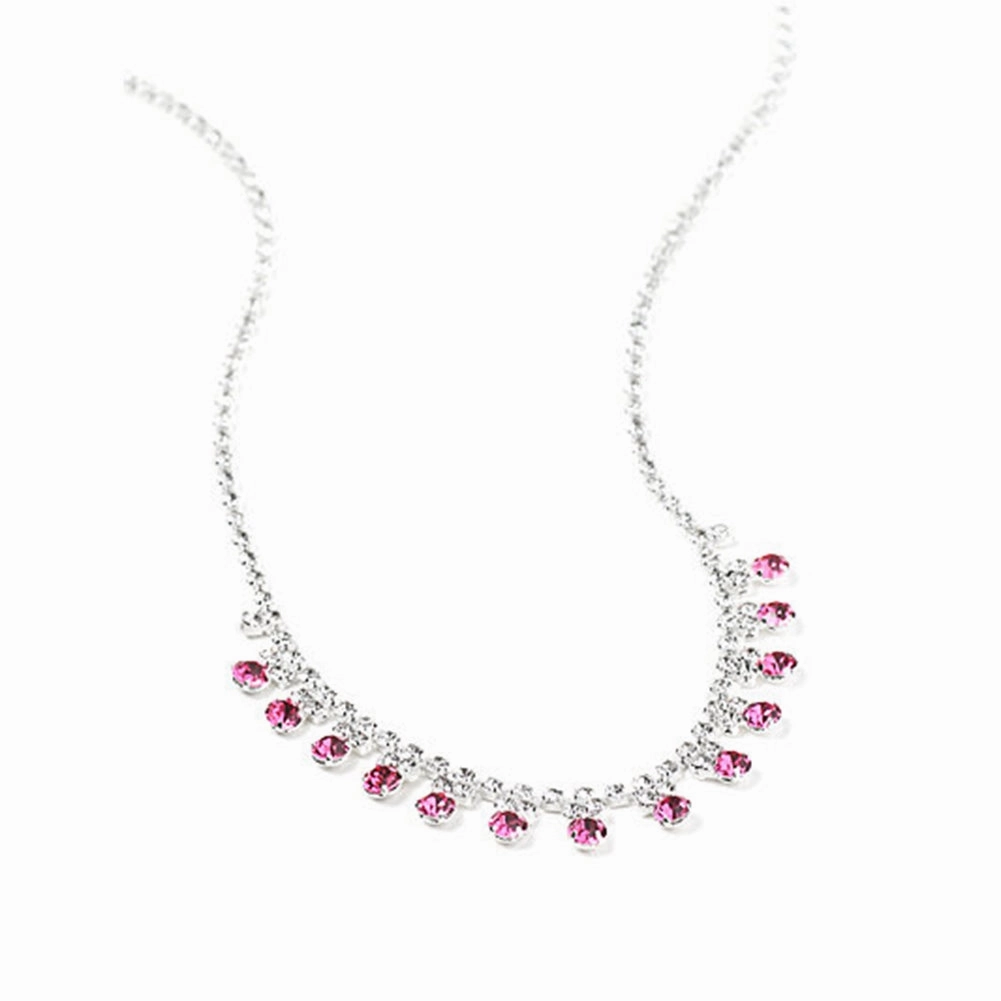 Sterling Silver Crystal Rose Dangle Necklace Adjustable Length Medium Length Jewelry For Mom