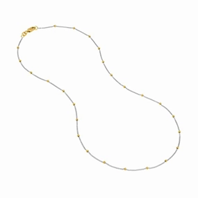 Social Piece Two-tone Gold-plated Sterling Silver Satellite Bead Curb Chain Necklace