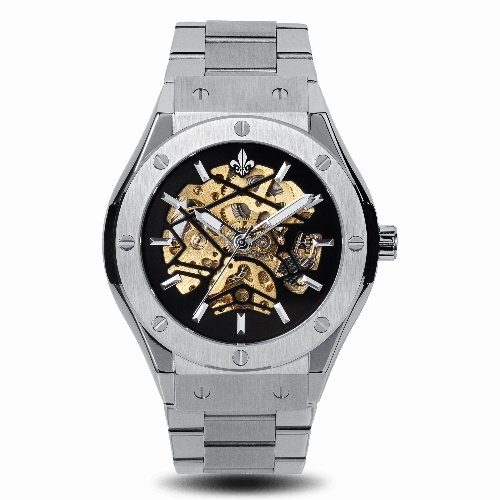 Sleek Craftsmanship Fashionable Design Prague Skeleton Automatic Deluxe - Silver   Silver Link Strap