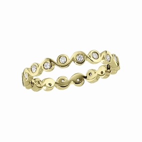 Weekend Vibe Layer mood Stackable Modern Bezel Set Zigzag Diamond Yellow Gold Band