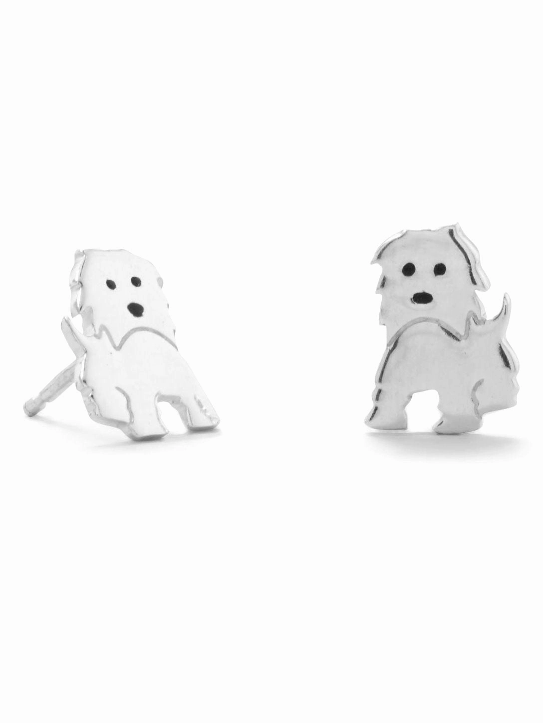 Durable Aesthetic Precious Puppy Dog Stud Post Earrings Sterling Silver