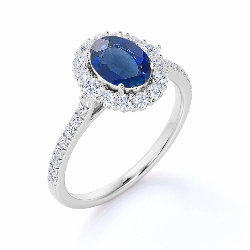 1.50 Ct Oval Cut Lab Sapphire Floral Engagement Ring Minimalist Aesthetic Gala Wear