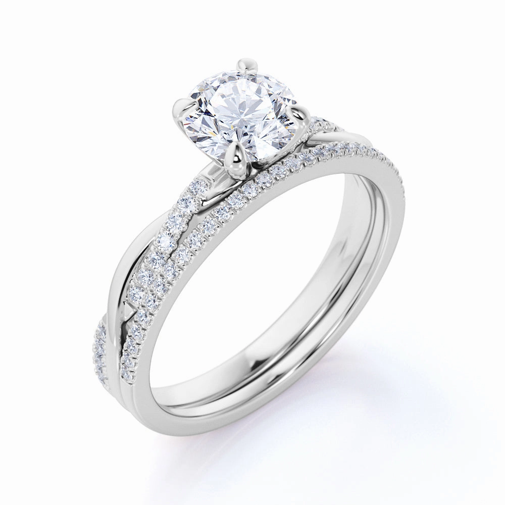 Simple Detail Fresh Gift Infinity 1.5 Carat Round Cut Moissanite Multi-Stone Bridal Set