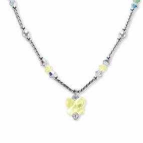 Minimal Appeal Yellow Butterfly Necklace Sterling Silver Made with Swarovski(R) Crystals
