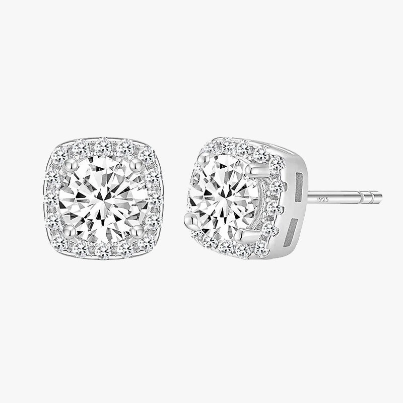 Princess Cut Square Cubic Zirconia Stud Post Earrings Secure Object Robust Look