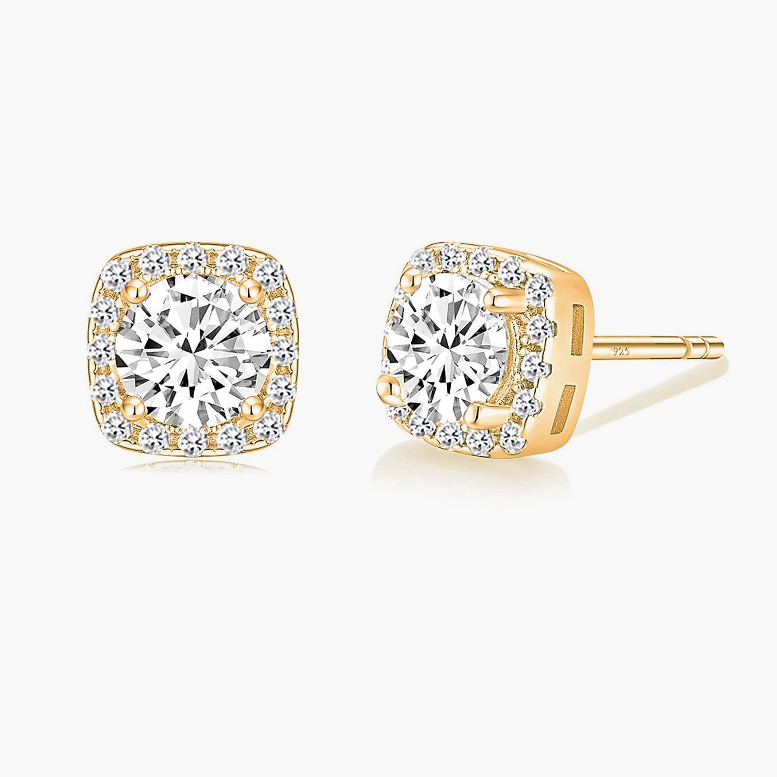 Dreamy Style Princess Cut Square Cubic Zirconia Stud Post Earrings
