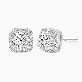 Princess Cut Square Cubic Zirconia Stud Post Earrings Secure Object Robust Look