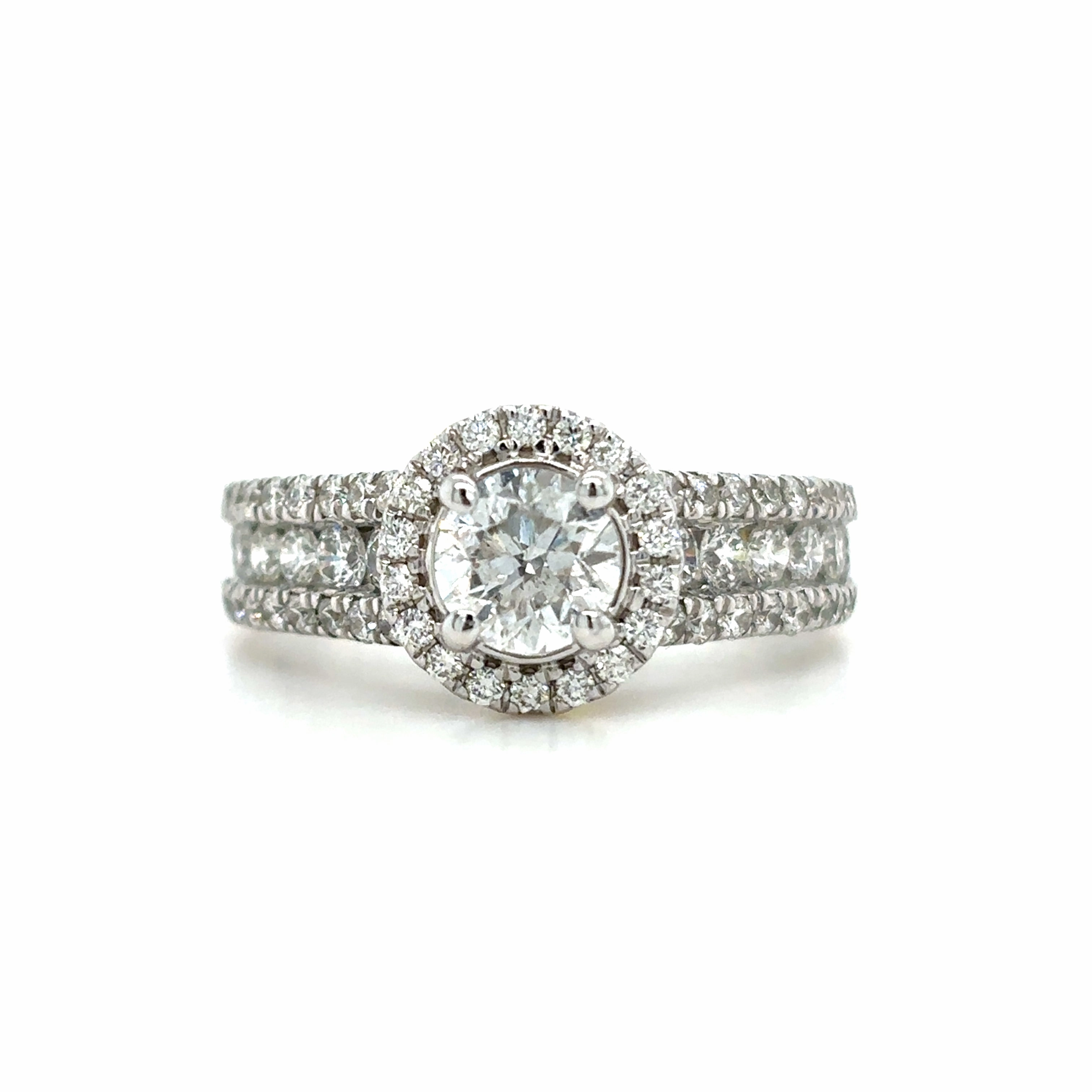 Bremer Jewelry Round Center Halo Diamond Engagement Ring in 14K White Gold (2.5ctw) Flawless Glam